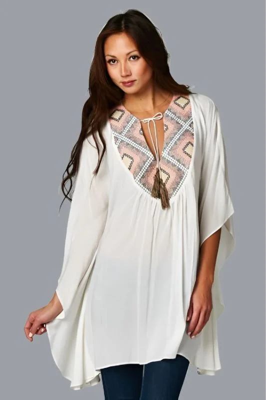 Lovestitch Embroidered Kaftan Top - Coral Gym