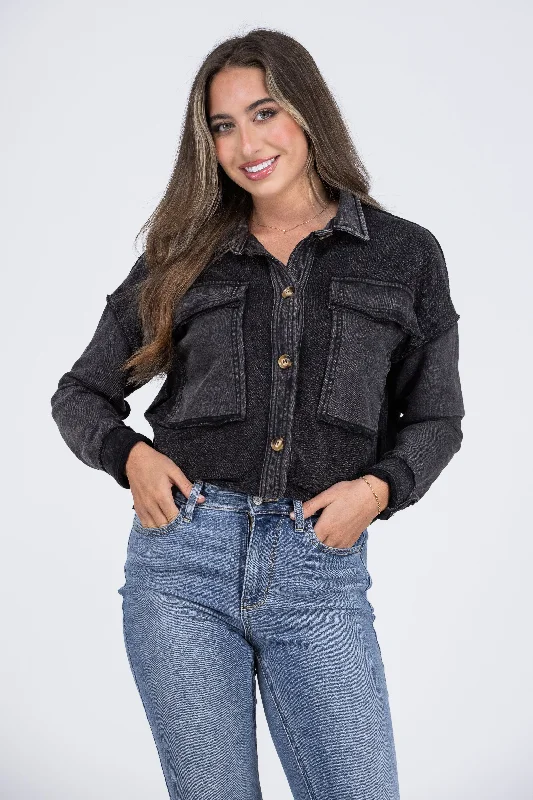 Super Stunner Women's French Terry Shacket Monochromatic All - in - one
