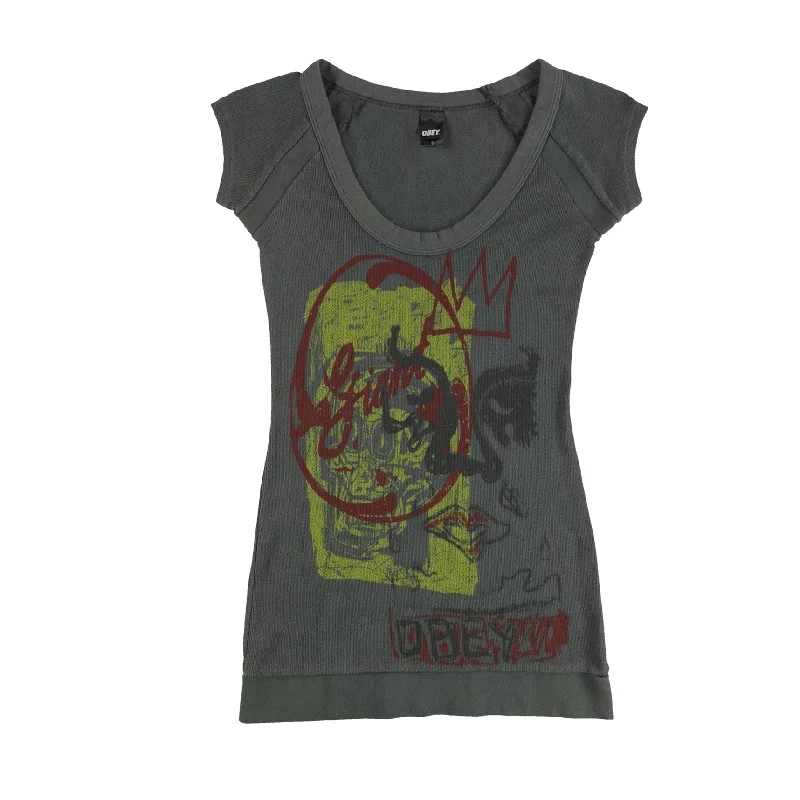 Obey Womens Giant Graffiti Print Graphic T-Shirt, Grey, Small British Gentlewoman Style