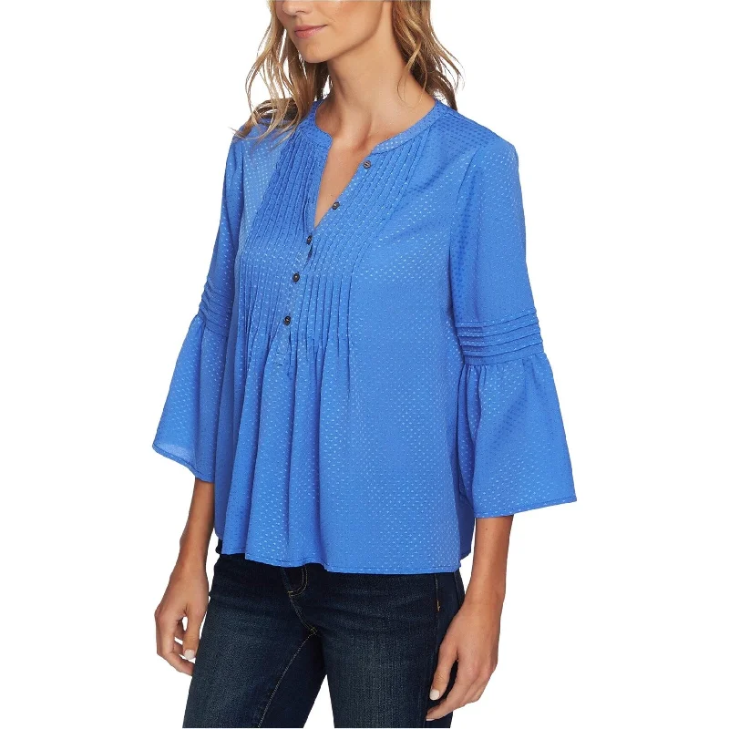 CeCe Womens Pintuck Pullover Blouse, Blue, X-Small Modern Women's Tech