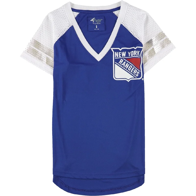 G-III Sports Womens Rangers Mesh Sleeve Graphic T-Shirt, Blue, Small Laid - back Women's Style G-III Sports Womens Rangers Mesh Sleeve Graphic T-Shirt, Blue, Small Laid - back Women's Style