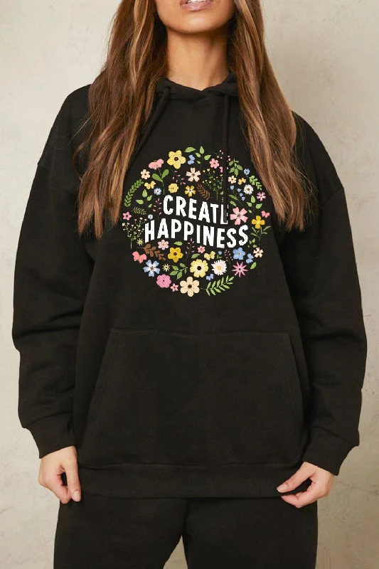 CREATE HAPPINESS Graphic Hoodie Traditional Women's Wool