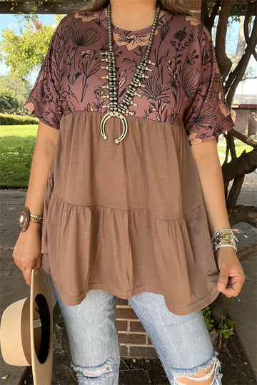 Floral Print Baby Doll Blouse Business