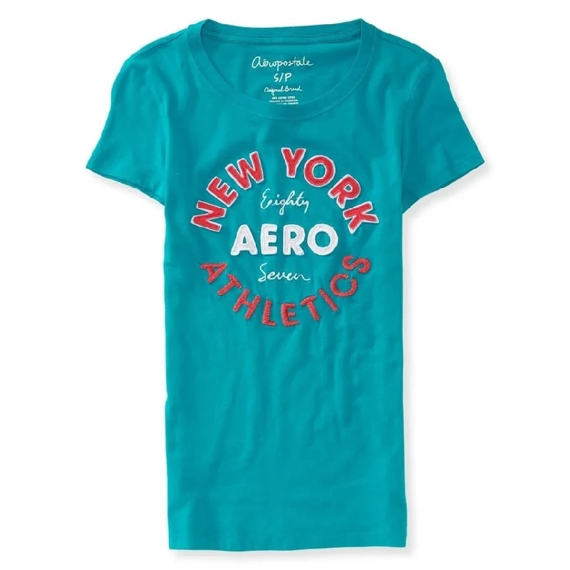 Aeropostale Womens Athletics Logo Embellished T-Shirt, Green, Small Disco