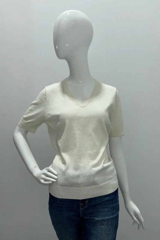 Minnie Rose Cotton V Neck British Gentlewoman Style