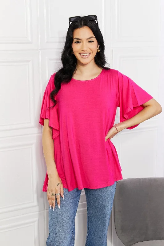Yelete More Than Words Flutter Sleeve Top Feminine Women's Soft 